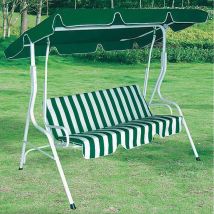 Ranieri - Dondolo Sofa 3 Posti In Acciaio Verniciato Telo Bianco/verde