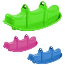Dondolo Triplo Plastica 3 Posti Gioco Cavalcabile da Giardino per Bambini - Colore Rosa