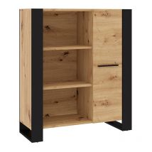 Bestmobilier - Donnely - buffet haut - bois et noir - 110 cm