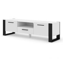 Donnely - meuble tv - blanc et noir - 160 cm