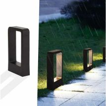 Fuhuida Trading - Borne Lumineuse Prise Electrique Led 7w 3000k Ip65 Terrasse Eclairage Exterieure Jardin Lampe Noir Design Blanc Chaud Luminaire 