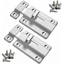 Houhence - 2 pièces Verrou Porte, Porte Loquet en Acier Inoxydable Serrure de Porte avec Vis Verrou Targette pour Portes Intérieures Salle de Bain