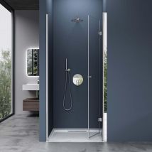 Doporro - Box Doccia 80x190cm,Box Doccia a Nicchia Cabina Bagno con Porte Girevoli a 180° Vetro di Sicurezza esg Vetro Trasparente Incluso