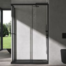 Sogood - doporro Box Doccia 80x120cm con 4cm Piatto Doccia, Box Doccia a Soffietto Cabina Bagno in Cristallo Trasparente con Porte Scorrevoli