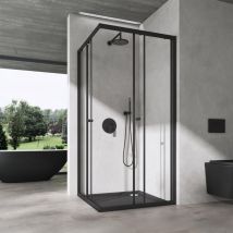 Sogood - doporro Box Doccia 90x70cm con 4cm Piatto Doccia, Box Doccia a Soffietto Cabina Bagno in Cristallo Trasparente con Porte Scorrevoli