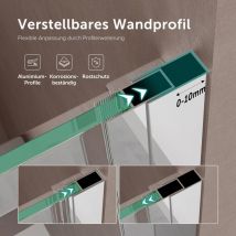 Doporro - Box Doccia 150x195cm, Box Doccia a Nicchia Cabina Bagno Vetro di Sicurezza esg Vetro Trasparente Incluso Rivestimento Teramo04 - Trasparente