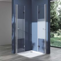 Sogood - doporro Box Doccia 80x80x190cm con 4cm Piatto Doccia, Cabina Bagno Angolare con Porte Girevoli a 180° Vetro di Sicurezza esg Vetro
