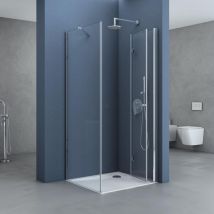 Sogood - doporro Box Doccia 80x120x190cm, Cabina Bagno Angolare con Porte Girevoli a 180° Vetro di Sicurezza esg Vetro Trasparente R27