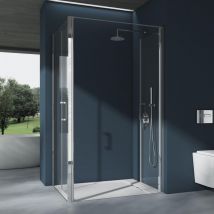 Doporro - Box Doccia 90x100x195cm, Cabina Bagno con Porta Doppia Vetro di Sicurezza esg Vetro Trasparente Ravenna66K - Trasparente