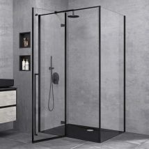 doporro Box Doccia 90x100x195cm con Piatto Doccia, Cabina Bagno Vetro di Sicurezza ESG Vetro Trasparente 6mm Ravenna64