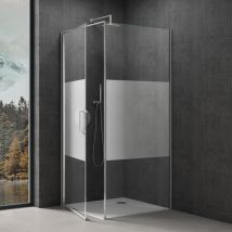 Sogood - doporro Box Doccia 80x80x195cm con 4cm Piatto Doccia, Cabina Bagno Vetro di Sicurezza esg Vetro Parzialmente Smerigliato Incluso