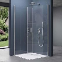 doporro Box Doccia 75x100x195cm, Cabina Doccia Angolare con Doppia Porta Battente Meccanismo Alza/Abbassa Vetro di Sicurezza ESG Vetro Trasparente