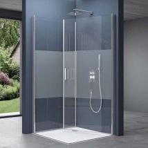 Sogood - doporro Box Doccia 80x75x195cm, Cabina Doccia Angolare con Doppia Porta Battente Meccanismo Alza/Abbassa Vetro di Sicurezza esg Vetro