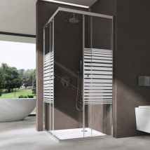 Sogood - doporro Box Doccia 90x70x190cm, Cabina Doccia Angolare con Porte Scorrevoli Vetro di Sicurezza esg Vetro Parzialmente Smerigliato 6mm