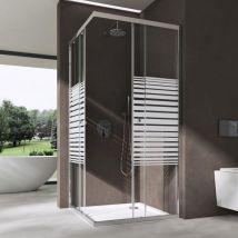 doporro Box Doccia 70x100x190cm con 4cm Piatto Doccia, Cabina Doccia Angolare con Porte Scorrevoli Vetro di Sicurezza ESG Vetro Parzialmente