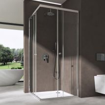 Doporro - Box Doccia 100x140x190cm, Cabina Doccia Angolare con Porte Scorrevoli Vetro di Sicurezza esg Vetro Trasparente 6mm R16K Plus