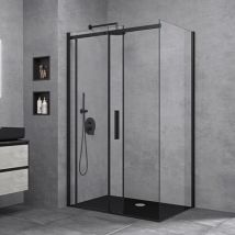 Doporro - Box Doccia Angolare 75x100 cm Cabina Doccia con Porta Scorrevole in Vetro Temperato esg Trasparente con Rivestimento Easy-Clean Profilo