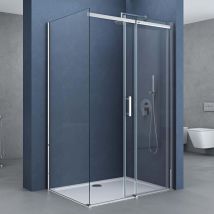 Doporro - Box Doccia Angolare 75x110 cm Cabina Doccia con Porta Scorrevole in Vetro Temperato esg Trasparente con Rivestimento Easy-Clean Profili