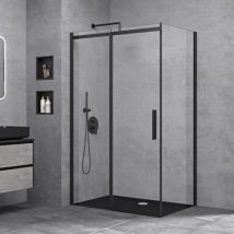 Doporro - Box Doccia Angolare 90x140 cm Cabina Doccia con Porta Scorrevole in Vetro Temperato esg Trasparente con Rivestimento Easy-Clean Profilo