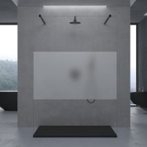 Doporro - Box Doccia Walk-In 140x200cm, Parete Doccia Anticalcare in Vetro Parzialmente Smerigliato 8mm con Bracci Sostegni Telescopici in Acciaio