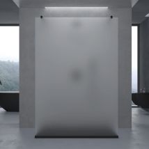 doporro Box Doccia Walk-In 120x200cm, Parete Doccia Anticalcare in Vetro Smerigliato 8mm con Bracci Sostegni Telescopici in Acciaio MMBR3 Nero