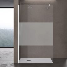 Doporro - Box Doccia Walk-In 140x200cm, Parete Doccia in Vetro Parzialmente Smerigliato 8mm Braccio di Sostegno 70-120cm Vetro di Sicurezza esg con