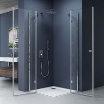 Doporro - Box Doccia 90x100x190cm con Piatto Doccia, Cabina Bagno Vetro di Sicurezza esg Vetro Trasparente Incluso Rivestimento Facile da Pulire