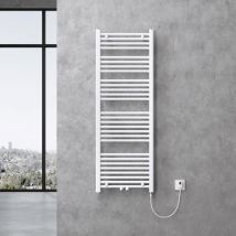 Doporro - Radiador de Baño Calentador de Toallas 140x50cm Radiador Tubular Horizontal Calefacción Eléctrica Blanco con Elemento Calefactor Eléctrico