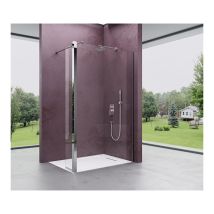 Duschwand 100x200cm Walk-in Mit 30cm Nebenteil, 8mm Duschabtrennung Bremen Mit Rechteckigem Stabilisator, Aus Echtglas Esg-sicherheitsglas Klarglas 