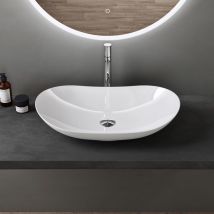 Lavabo da Appoggio 63x36,5x14cm, Lavandino Bagno in Ceramica Nano Rivestimenti Brüssel858, Bianco Lucido - Bianco lucido - Doporro