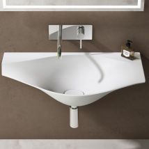 Lavabo da Appoggio 80cm, Lavandino Bagno Colossum816 Lavabo da Marmo Fuso, Bianco Opaco - Doporro