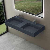 Doporro - Lavabo da Appoggio, Lavabo Bagno Sospeso 120x48x13cm, Lavandino Bagno Rettangolare da Marmo Fuso Colossum12-1200, due fori di rubinetti,