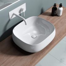 Lavabo da Appoggio46x40x15cm, Lavandino Bagno in Ceramica Nano Rivestimenti Brüssel5104 - Bianco - Doporro