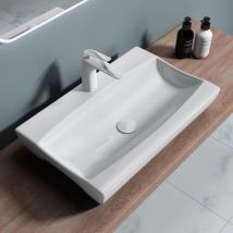 Lavabo da Appoggio62.5x39.5x12cm, Lavabo Bagno Sospeso Lavandino Bagno Brüssel890 in Ceramica - Bianco - Doporro