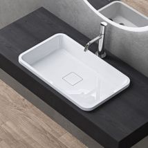 Lavabo da Incasso 60x38x12cm, Lavandino Bagno Rettangolare Colossum104 Lavabo da Minerale Fuso, Bianco Lucido - Doporro