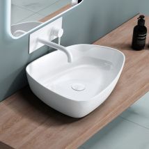 Doporro - lavabo sobre encimera 51,1x38,7x12 cm diseño Colossum806 lavabo blanco brillante fabricado en fundición mineral - Blanco brillante