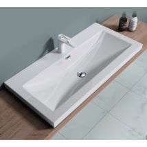 Sogood - doporro Lavabo encastrado diseño Colossum01 100x48x13cm lavabo blanco para tocador o mueble fabricado en mármol fundido - Blanco