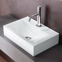 Doporro - Lavabo sobre encimera en blanco de cerámica, diseño Brüssel-118C 45 cm de ancho con nano revestimiento de fácil limpieza - Blanco