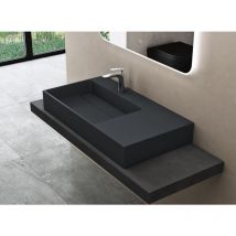 Doporro - Lavabo de diseño 75x48x13cm desagüe oculto Colossum12-izquierdo en antracita mate de mármol fundido apto como lavabo sobre encimera y