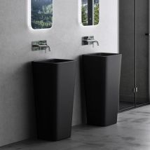 Doporro - Lavandino a Colonna, Lavandino su Piedistallo 40x35x81cm, Lavabo su Colonna per Bagni da Minerale Fuso Colossum31, Nero - Nero