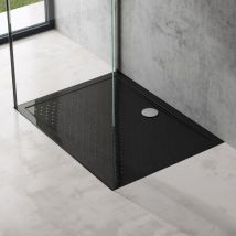 Doporro - Piatto Doccia Antiscivolo 90x120x4cm, Piatto Doccia Lucia02AR in Acrilico, Forma: Rettangolare, Nero
