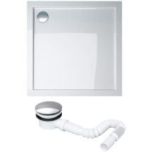 Piatto Doccia Con Piletta 75x75x4cm, Piatto Doccia Faro1w In Acrilico Incl. Piletta Di Scarico (al01), Forma: Quadrato, Bianco - Doporro