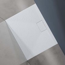Doporro - Piatto Doccia 70x90x3cm, Piatto Doccia Geoma07 in Pietra Artificiale Bianco, Forma: Rettangolare - Bianco