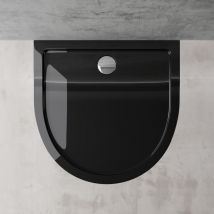 Doporro - Piatto Doccia Semicircolare 90x90x4cm in Acrilico Nero, Adatto per Installazione a Livello del Pavimento, Connessioni din - Faro4