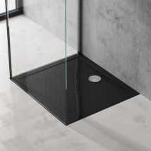 Doporro - Plato de Ducha Antideslizante 80x90x4cm Acrílicoen Negro Conexiones din apto para Instalación a ras de Suelo Lucia02