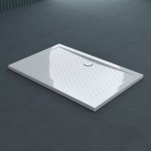 Doporro - Plato de Ducha Antideslizante Lucia02 70x120x4cm plano de acrílico en Blanco adecuado para Instalación a Nivel del Suelo y Conexiones-DIN