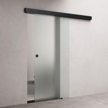 Doporro - Porte Coulissante en Verre pour L'intérieur 102,5cm x 205cm Verre de Sécurité Opaque Poignée Ronde Porte Glissante Distance au Mur de 15mm