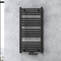Calefacción de baño diseño recto 100x50cm radiador tubular Antracita conexión central horizontal - Doporro