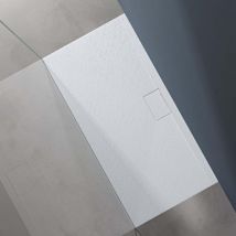 Doporro - Receveur de Douche Bac à Douche Ultra Plat en Solid Surface Blanc Mat Geoma07 70x140x3 cm