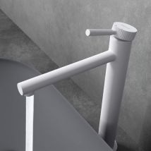 Sogood - doporro Rubinetto Bagno 30.5cm, Miscelatore Bagno Lavabo Lavandino WAO-7601-H Bianco Opaco